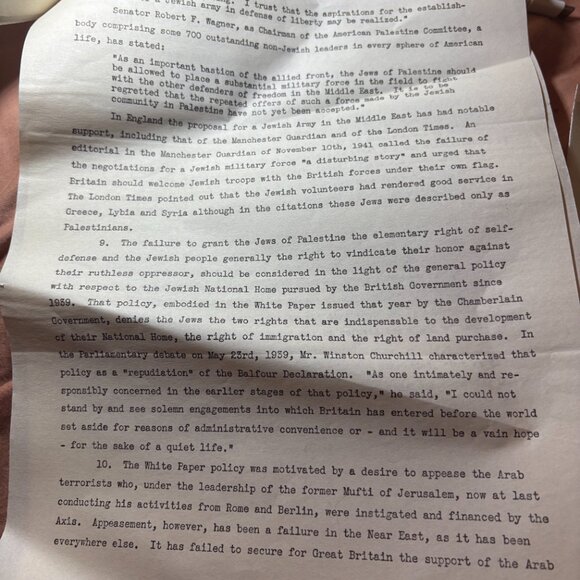 1941 Original 5-Page Document A Jewish Military Force – Historical Collectible - Picture 4 of 5